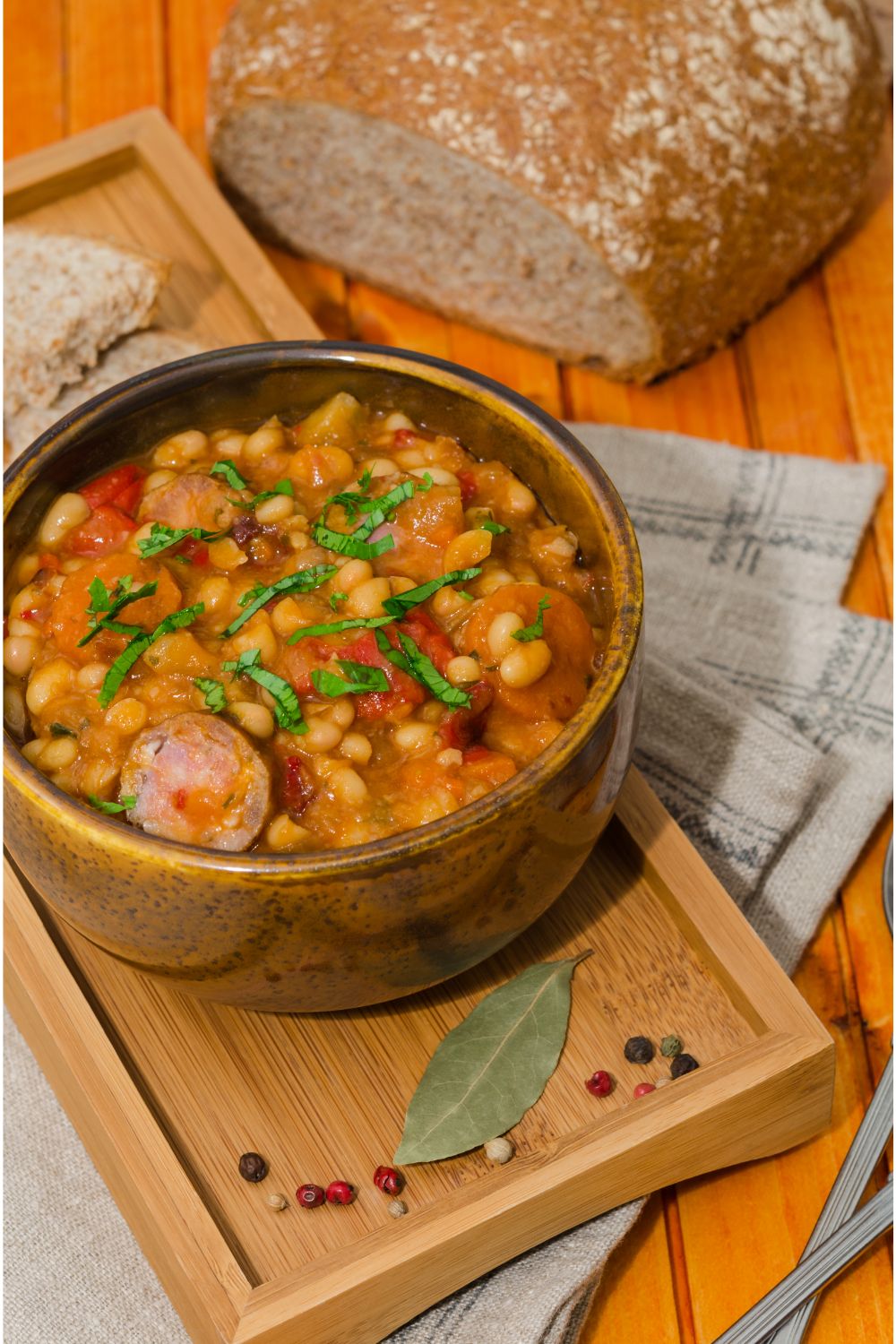 Sausage and White Bean Cassoulet with Arugula Salad