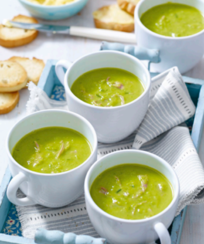 Pea And Ham Soup With Mustard Croûtes