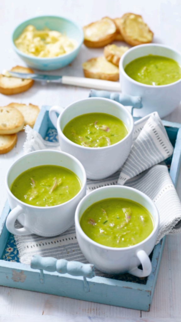 Pea And Ham Soup With Mustard Croûtes