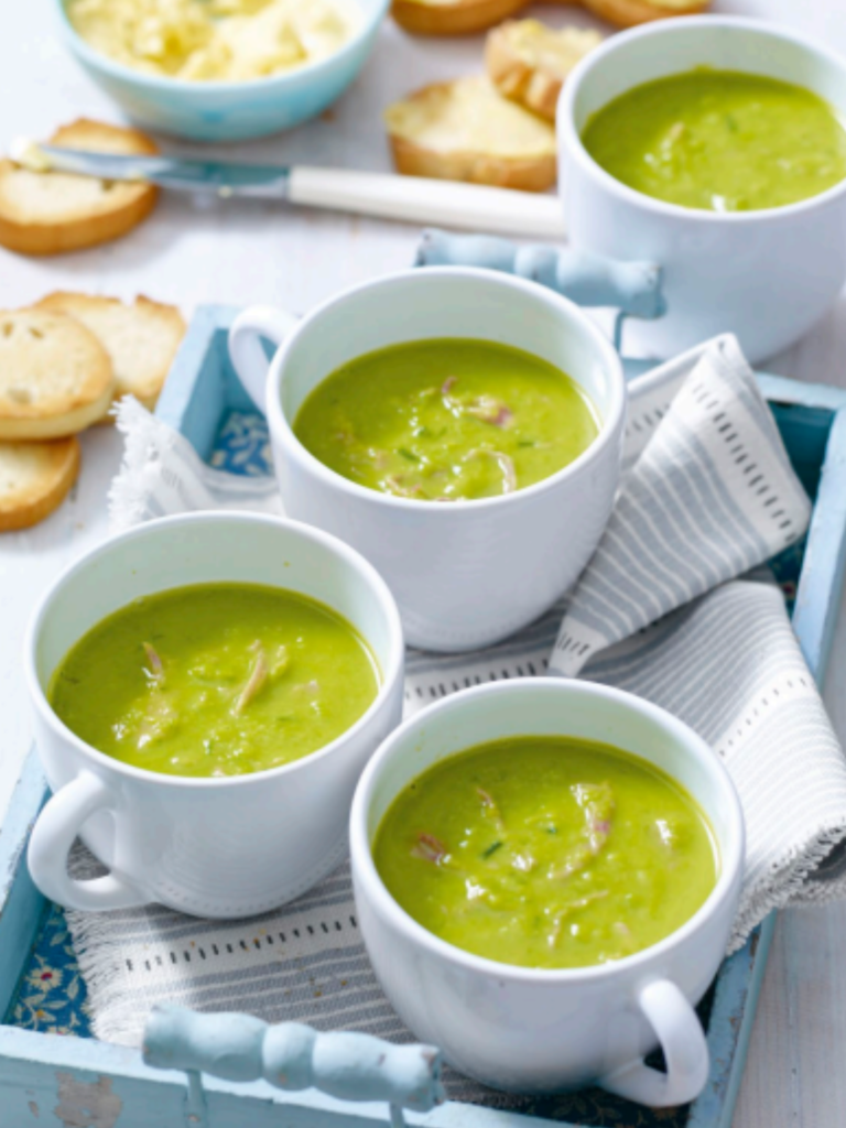 Pea And Ham Soup With Mustard Croûtes