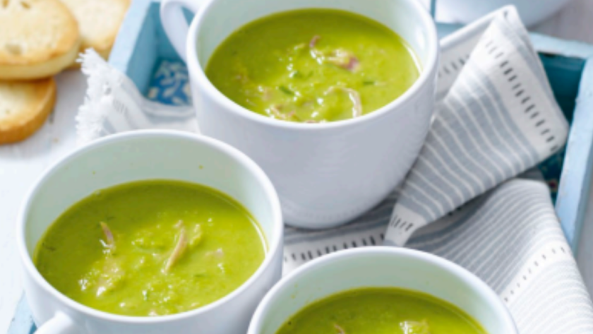 Pea And Ham Soup With Mustard Croûtes