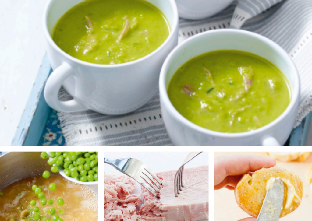 Pea And Ham Soup With Mustard Croûtes