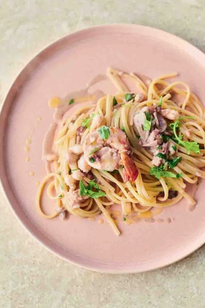 Jamie Oliver Creamy Prawn Linguine Pasta