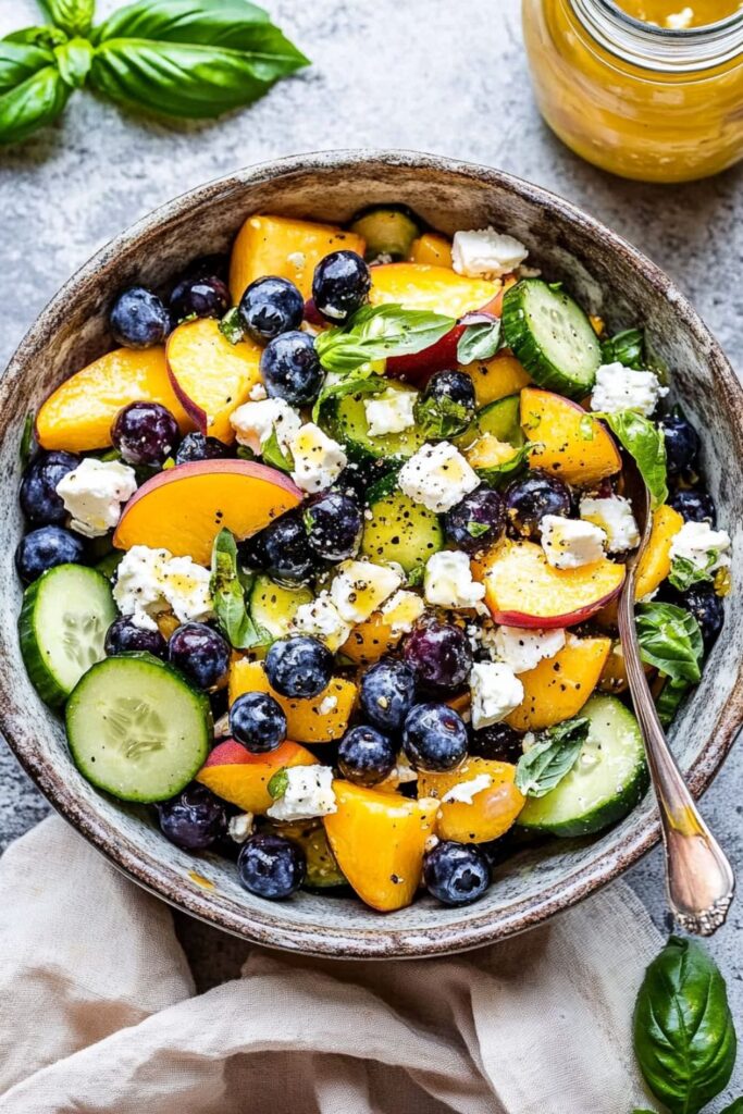 Jamie Oliver Blueberry Peach Feta Salad