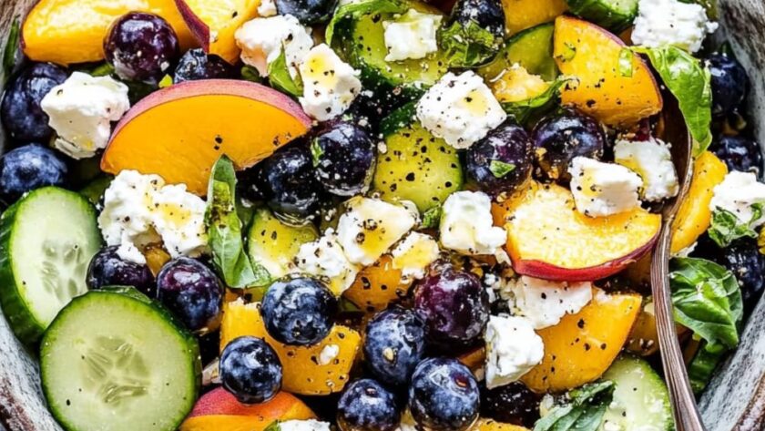 Jamie Oliver Blueberry Peach Feta Salad