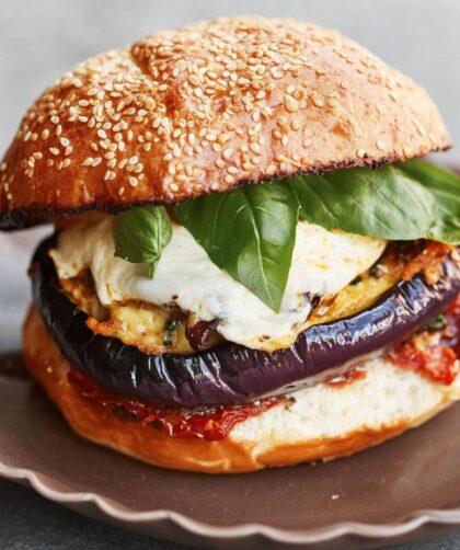 Jamie Oliver Vegetarian Aubergine Parmigiana Burger