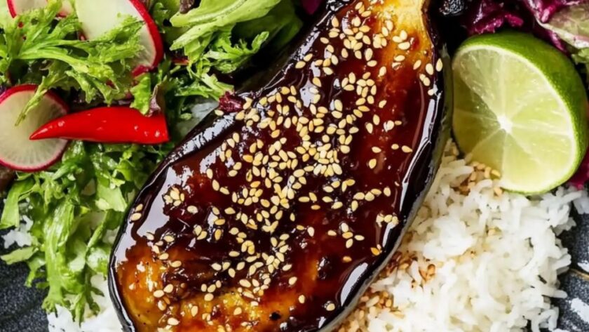 Jamie Oliver Vegetarian Sticky Miso Aubergine