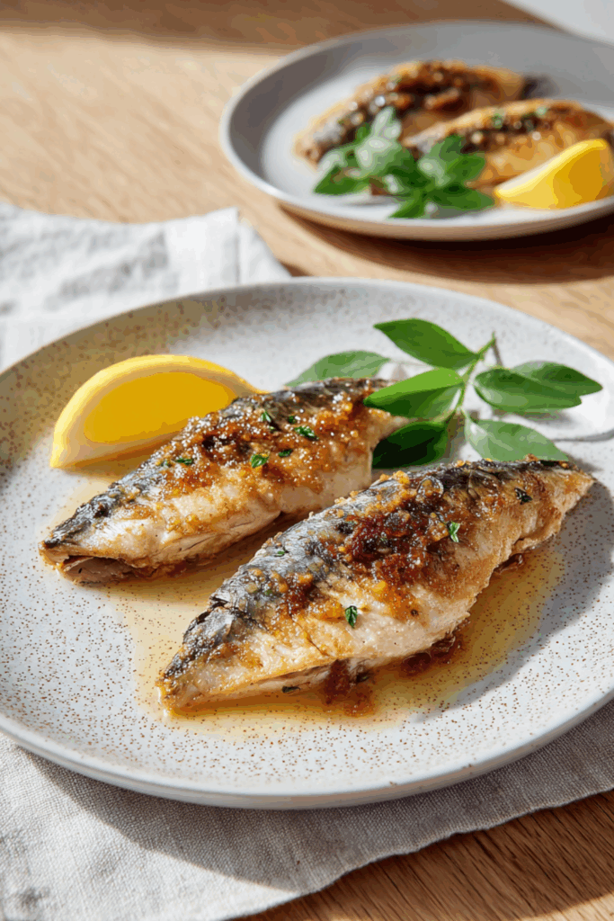 Marry Berry Mackerel with Garlic Black Pepper Noisette