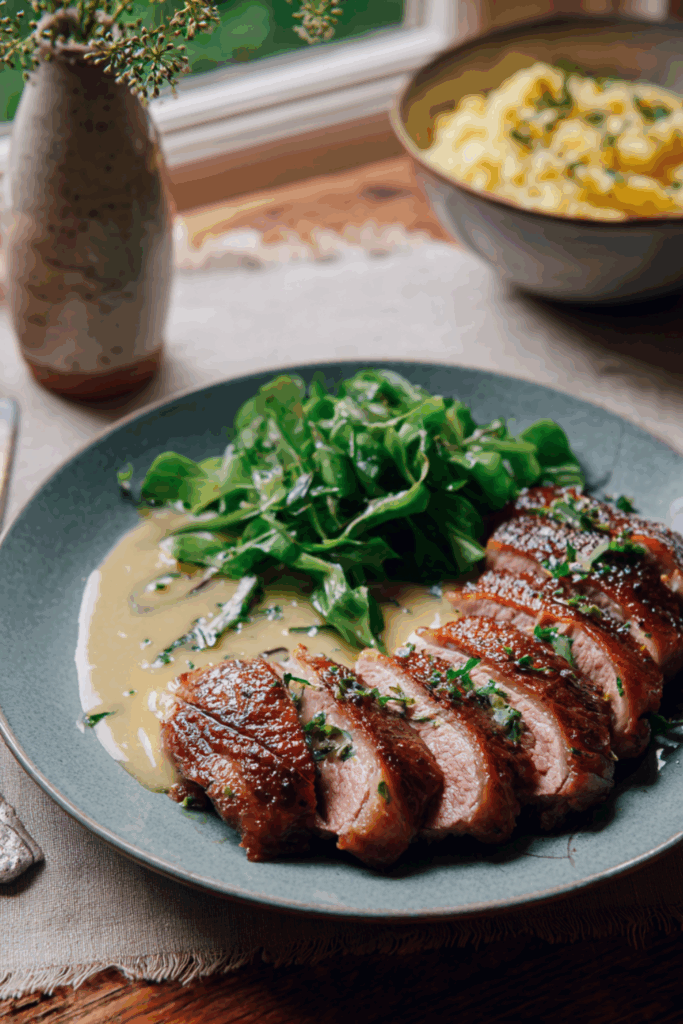 Marry Berry Duck Breast with Brandy and Watercress Sauce