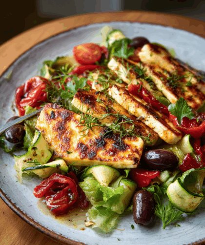 Mary Berry Pan-Fried Halloumi and Vegetable Salad with Herb Dressing