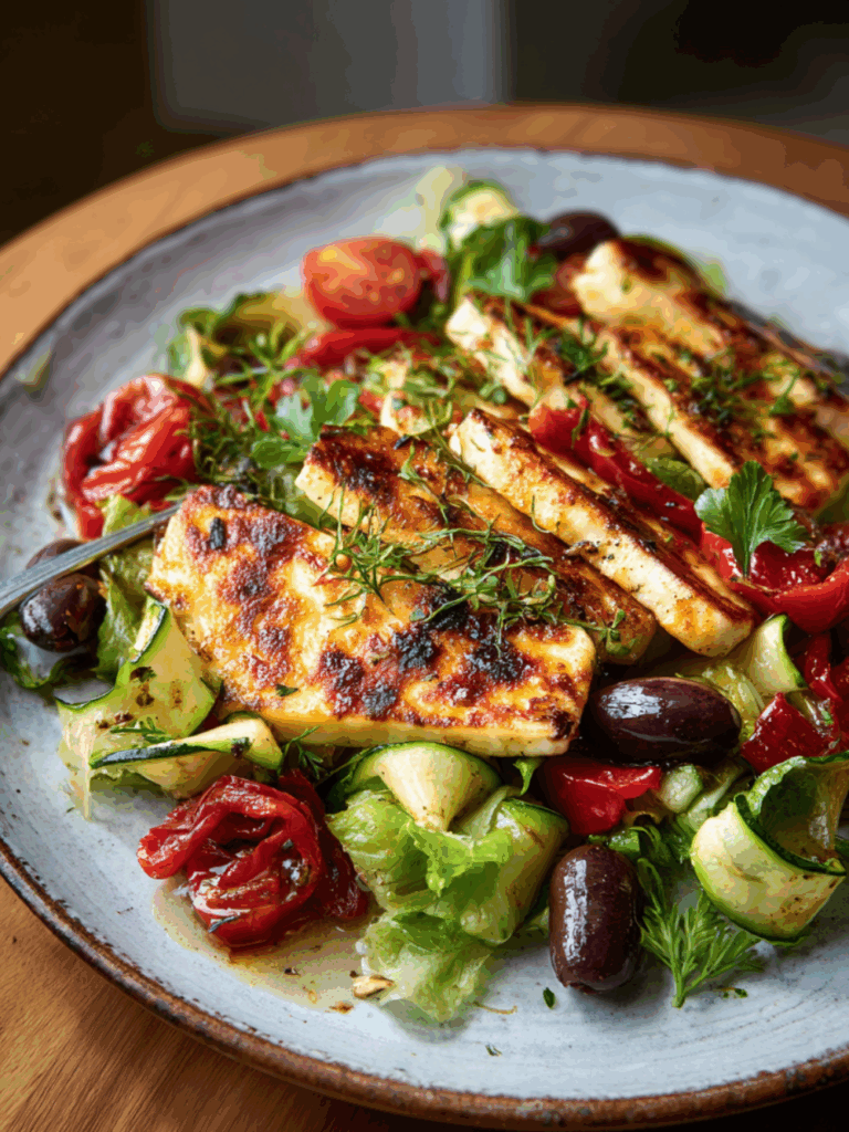 Mary Berry Pan-Fried Halloumi and Vegetable Salad with Herb Dressing