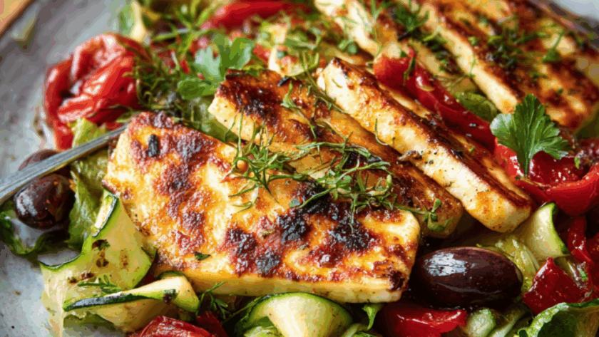Mary Berry Pan-Fried Halloumi and Vegetable Salad with Herb Dressing