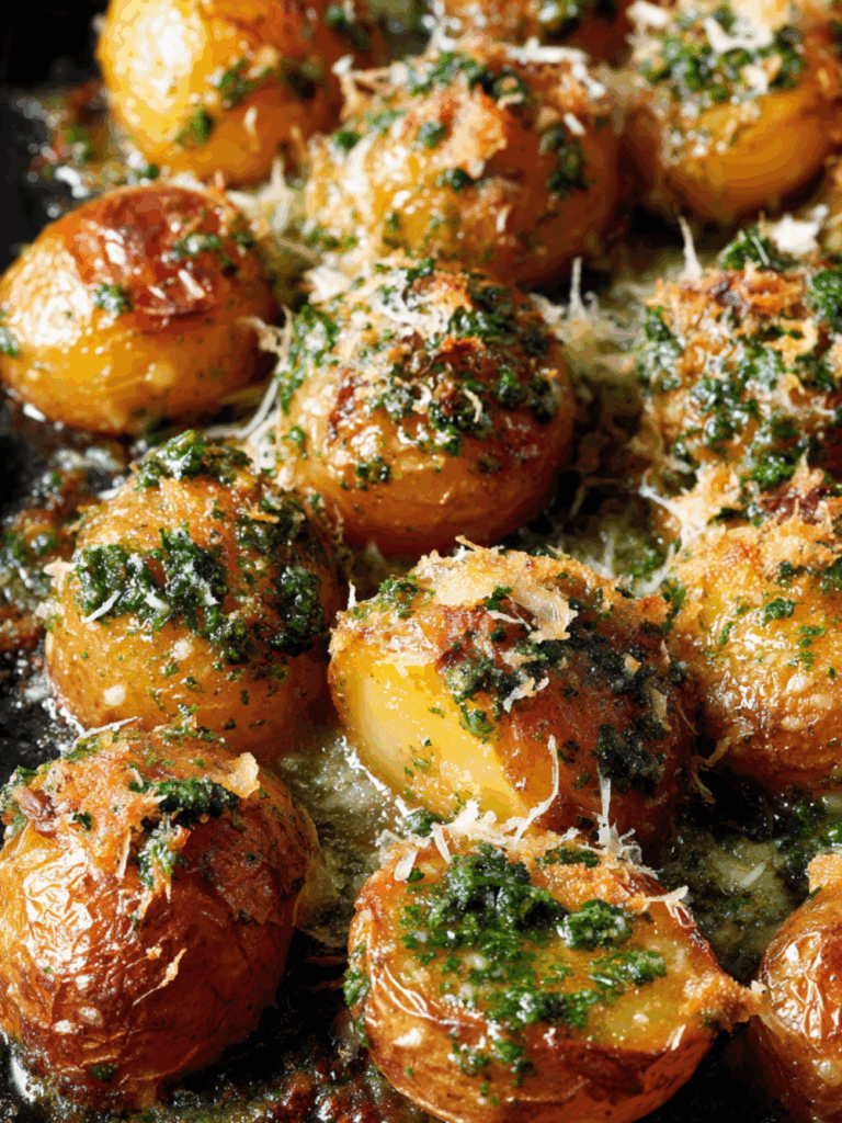 Mary Berry Smashed New Potatoes with Garlic Herb Butter