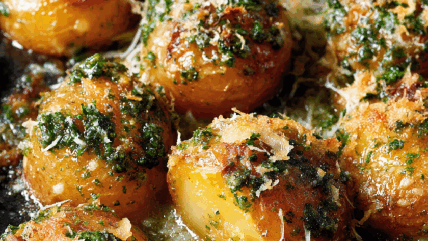 Mary Berry Smashed New Potatoes with Garlic Herb Butter
