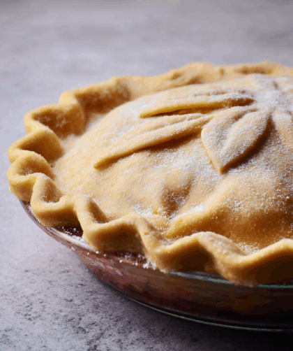 Marry Berry Rhubarb Plate Pie with Brandy Cream