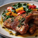 Marry Berry Rack of Lamb with Roasted Vegetables and Mint Dressing