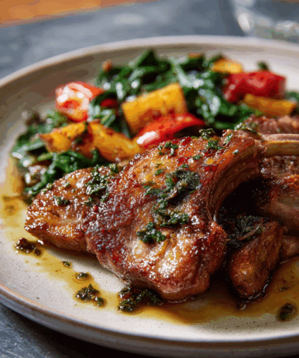 Marry Berry Rack of Lamb with Roasted Vegetables and Mint Dressing