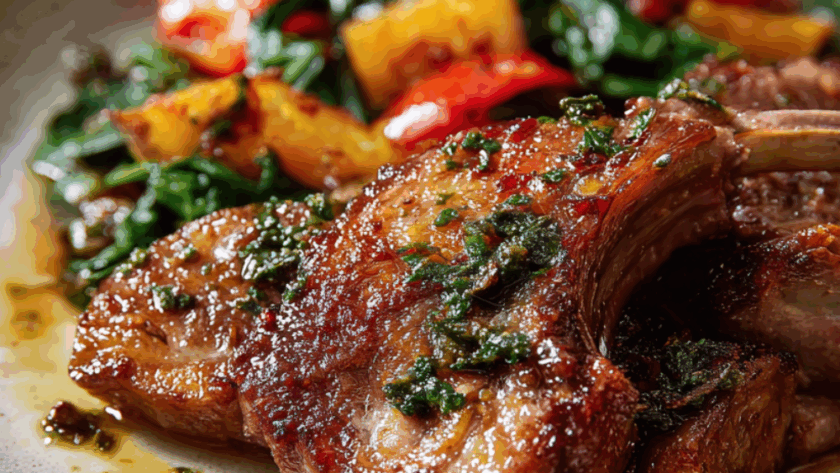 Marry Berry Rack of Lamb with Roasted Vegetables and Mint Dressing