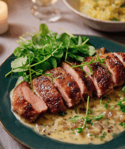 Marry Berry Duck Breast with Brandy and Watercress Sauce