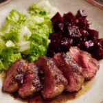 Marry Berry Venison Steaks With Glazed Beets And Little Gem Salad