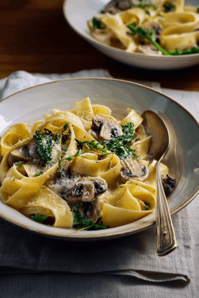 Marry Berry Mushroom, Basil and Broccoli Pappardelle