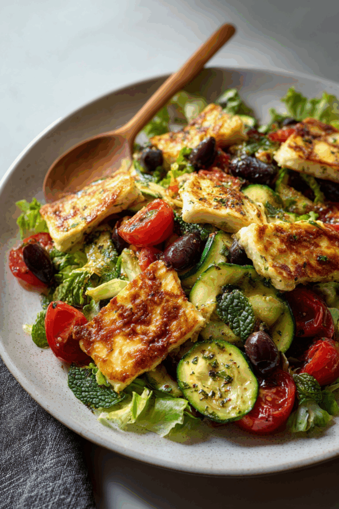 Mary Berry Pan-Fried Halloumi and Vegetable Salad with Herb Dressing