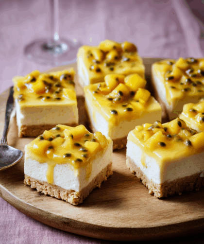 Marry Berry Party Cheesecake with Mango and Passionfruit Salsa