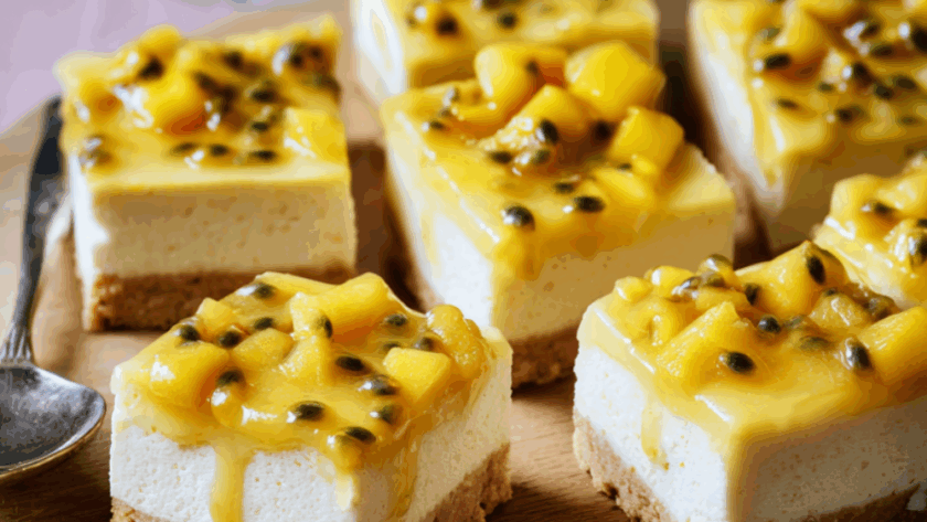 Marry Berry Party Cheesecake with Mango and Passionfruit Salsa