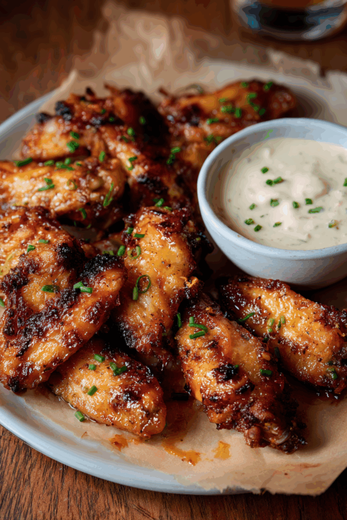 Marry Berry Sriracha Chicken Wings with Sriracha and Sour Cream Dip