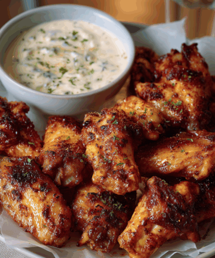 Marry Berry Sriracha Chicken Wings with Sriracha and Sour Cream Dip