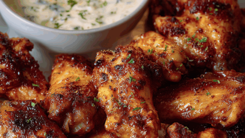 Marry Berry Sriracha Chicken Wings with Sriracha and Sour Cream Dip